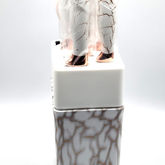 6 Knives Kitchen Cutlery White/Gold Handles Plastic Block Holder EVEYEALTH New - Picture 2 of 14